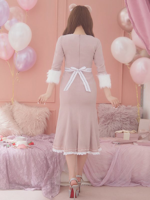 画像8: 【SALE!!】【即日発送】ファーポンチョ付きベアメイドコスプレ/ワンピースコスプレ【sugar nineハロウィン4点セット】【S-Lサイズ/1カラー】[OF01] (8)