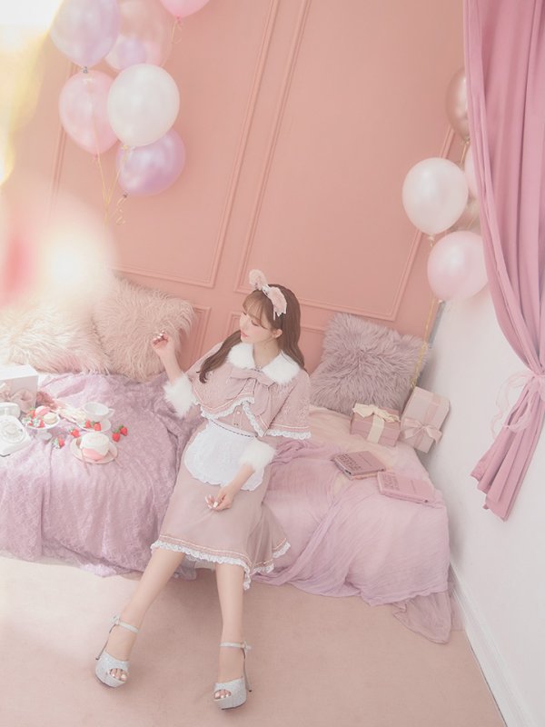 画像11: 【SALE!!】【即日発送】ファーポンチョ付きベアメイドコスプレ/ワンピースコスプレ【sugar nineハロウィン4点セット】【S-Lサイズ/1カラー】[OF01] (11)