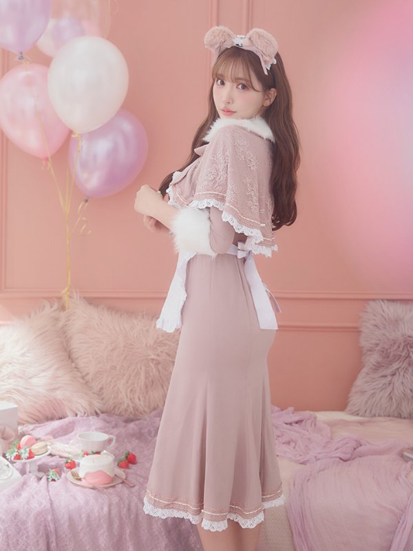 画像12: 【SALE!!】【即日発送】ファーポンチョ付きベアメイドコスプレ/ワンピースコスプレ【sugar nineハロウィン4点セット】【S-Lサイズ/1カラー】[OF01] (12)