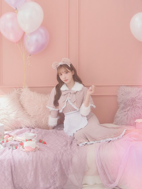 画像14: 【SALE!!】【即日発送】ファーポンチョ付きベアメイドコスプレ/ワンピースコスプレ【sugar nineハロウィン4点セット】【S-Lサイズ/1カラー】[OF01] (14)