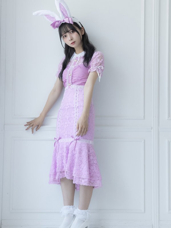 画像4: 【SALE!!】【即日発送】バニーレースワンピースコスプレ/マーメイドスカート【sugar nineハロウィン3点セット】【S-Lサイズ/2カラー】(SU220153)[OF01] (4)