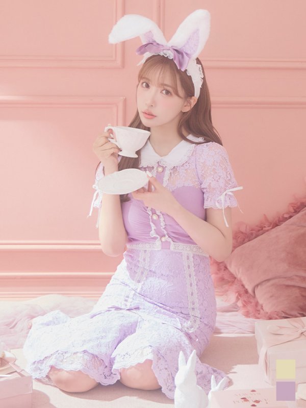 画像3: 【SALE!!】【即日発送】バニーレースワンピースコスプレ/マーメイドスカート【sugar nineハロウィン3点セット】【S-Lサイズ/2カラー】(SU220153)[OF01] (3)