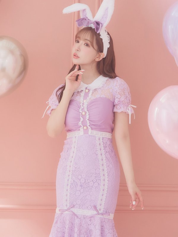 画像4: 【SALE!!】【即日発送】バニーレースワンピースコスプレ/マーメイドスカート【sugar nineハロウィン3点セット】【S-Lサイズ/2カラー】(SU220153)[OF01] (4)