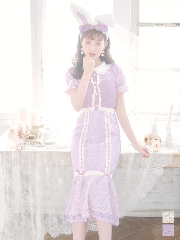 画像2: 【SALE!!】【即日発送】【ハロウィン】 バニーレースワンピースコスプレ 【コスプレ3点セット】【S-Lサイズ/2カラー】[OF01] (2)