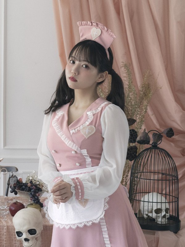 画像8: 【即日発送】ナースコスプレ/ワンピースコスプレ/Aライン/フレアスカート【sugar nineハロウィン3点セット】【S-Lサイズ/1カラー】(SU220155)[OF01] (8)