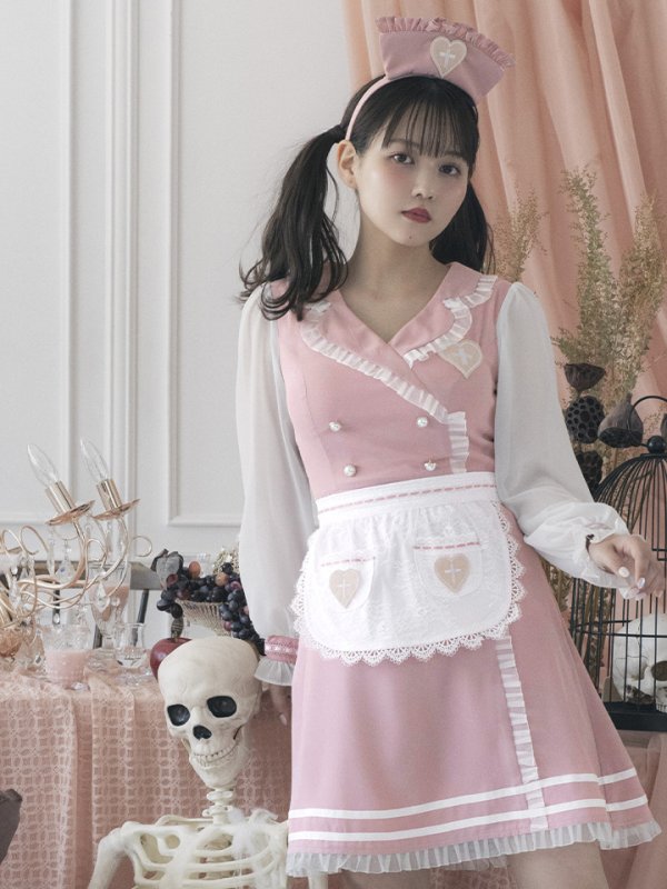 画像9: 【即日発送】ナースコスプレ/ワンピースコスプレ/Aライン/フレアスカート【sugar nineハロウィン3点セット】【S-Lサイズ/1カラー】(SU220155)[OF01] (9)