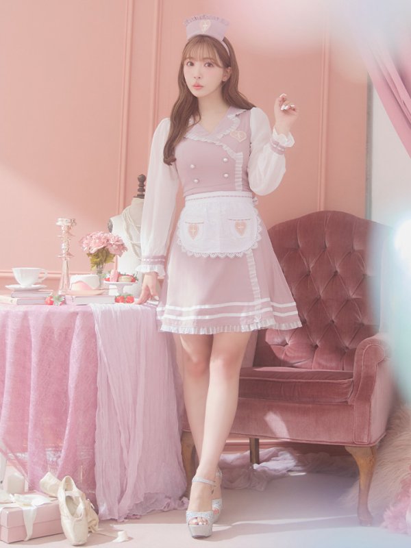 画像3: 【即日発送】ナースコスプレ/ワンピースコスプレ/Aライン/フレアスカート【sugar nineハロウィン3点セット】【S-Lサイズ/1カラー】(SU220155)[OF01] (3)