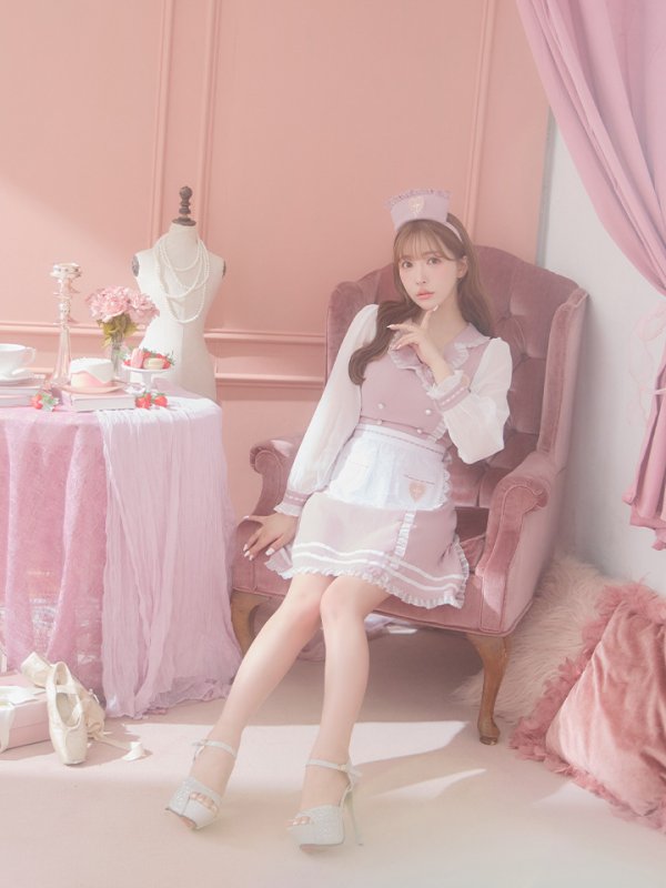 画像6: 【即日発送】ナースコスプレ/ワンピースコスプレ/Aライン/フレアスカート【sugar nineハロウィン3点セット】【S-Lサイズ/1カラー】(SU220155)[OF01] (6)