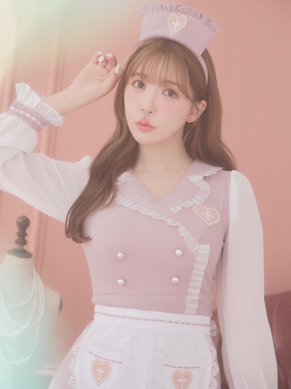 画像7: 【即日発送】ナースコスプレ/ワンピースコスプレ/Aライン/フレアスカート【sugar nineハロウィン3点セット】【S-Lサイズ/1カラー】(SU220155)[OF01] (7)