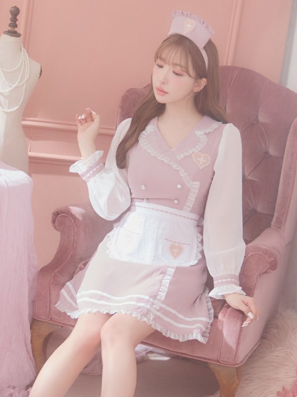 画像8: 【即日発送】ナースコスプレ/ワンピースコスプレ/Aライン/フレアスカート【sugar nineハロウィン3点セット】【S-Lサイズ/1カラー】(SU220155)[OF01] (8)