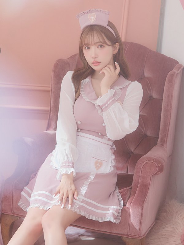 画像9: 【即日発送】ナースコスプレ/ワンピースコスプレ/Aライン/フレアスカート【sugar nineハロウィン3点セット】【S-Lサイズ/1カラー】(SU220155)[OF01] (9)