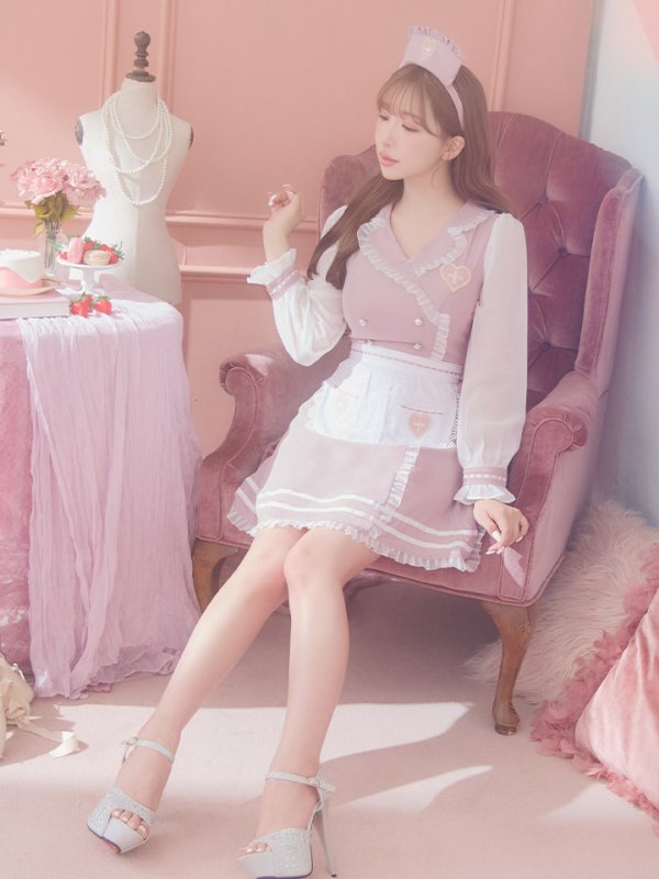 画像11: 【即日発送】ナースコスプレ/ワンピースコスプレ/Aライン/フレアスカート【sugar nineハロウィン3点セット】【S-Lサイズ/1カラー】(SU220155)[OF01] (11)