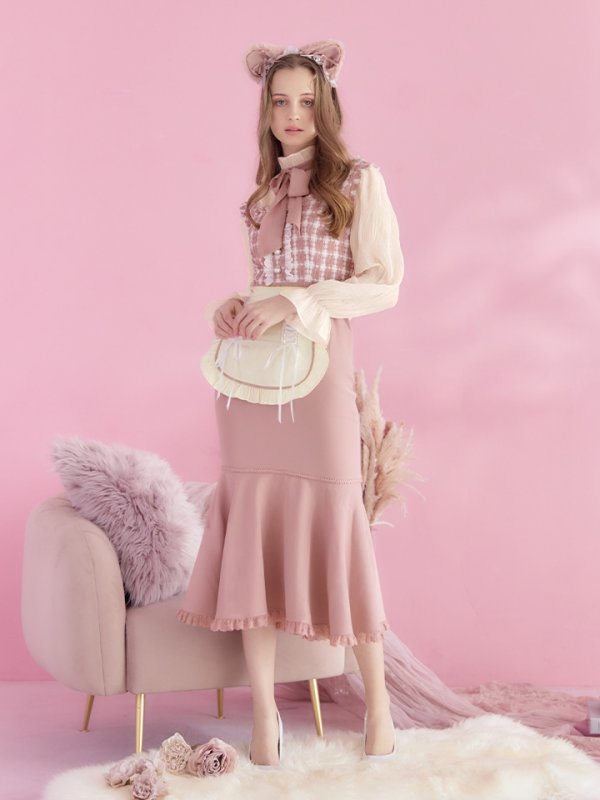 画像5: 【即日発送】ツイードキャットワンピースコスプレ/マーメイドスカート【sugar nineハロウィン3点セット】【S-Lサイズ/1カラー】[OF01] (5)