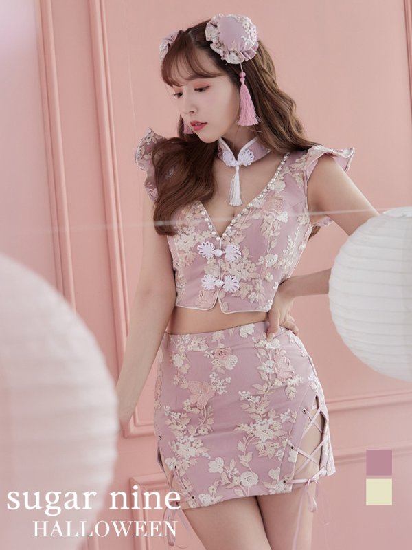 画像3: 【SALE!!】【即日発送】セットアップチャイナドレスコスプレ【sugar nineハロウィン4点セット】【XS-Lサイズ/2カラー】(SE01YN-WH)[OF01] (3)