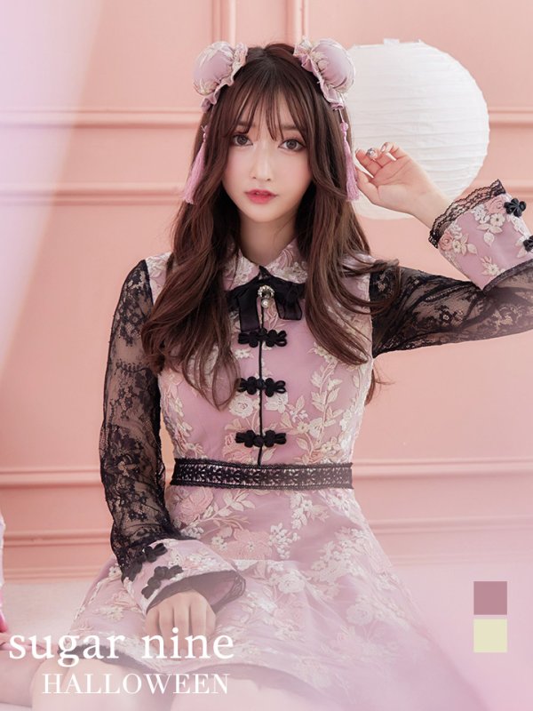 画像2: 【即日発送】Aライン/フレアスカートチャイナコスプレ【sugar nineハロウィン3点セット】【S-Mサイズ/2カラー】[HC03] (2)