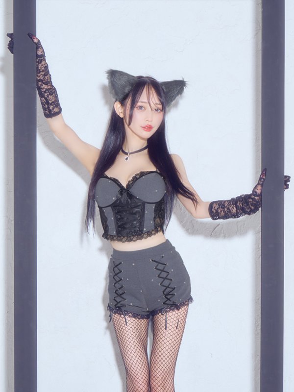 画像3: 【即日発送】【送料無料！】【ハロウィン】ウルフランジェリーセットアップ【コスプレ6点セット】【XS-Lサイズ/1カラー】[HC03] (3)