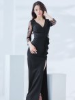 画像16: 【春の大感謝セール】カシュクールドレープドレス/ワンカラー/ロングスリーブ/レース/谷間見せ/背中隠し/ロングドレス/キャバドレス 【S-Lサイズ/2カラー】[HC03] 【TN】 (16)