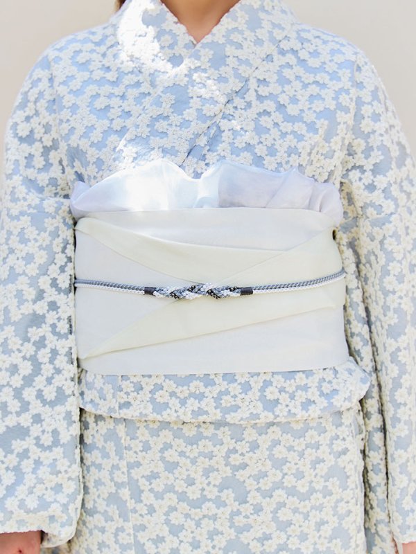 画像16: 【浴衣セール！】【即日発送】【浴衣】くすみブルー地x小花レース浴衣 【浴衣３点セット 浴衣/帯/下駄】[OF04] (16)