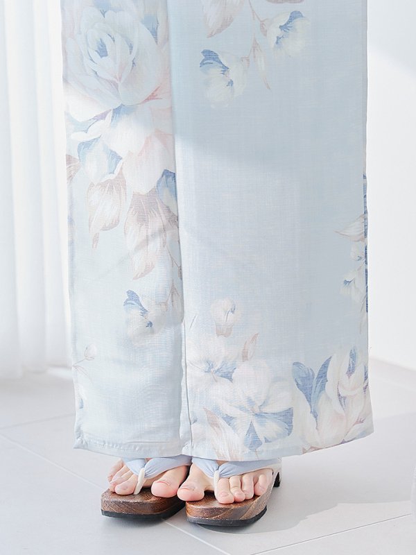 画像20: 【即日発送】クラシカルローズブルー浴衣  【浴衣３点セット 浴衣/帯/下駄】[YMT] (20)