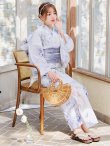 画像2: 【即日発送】シャーベットフラワー牡丹浴衣【浴衣３点セット 浴衣/帯/下駄】OBI-g-500-kj-8-GY / HIMO-900-yn-5-IV / HEKO-800-sb-5-WH / YA-1079-kj-6-W / GETA-01-kj-3-IV/ [YMT] (2)