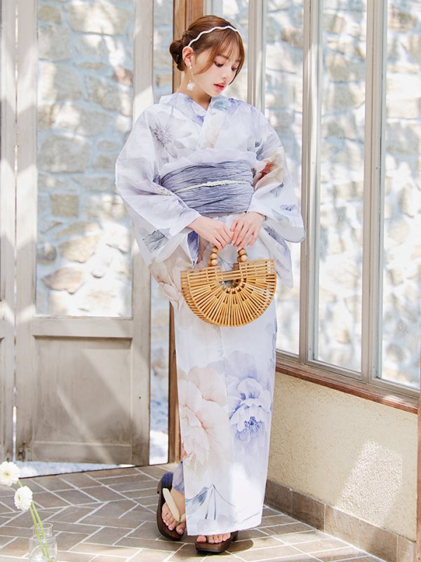 画像4: 【即日発送】シャーベットフラワー牡丹浴衣【浴衣３点セット 浴衣/帯/下駄】[YMT] (4)