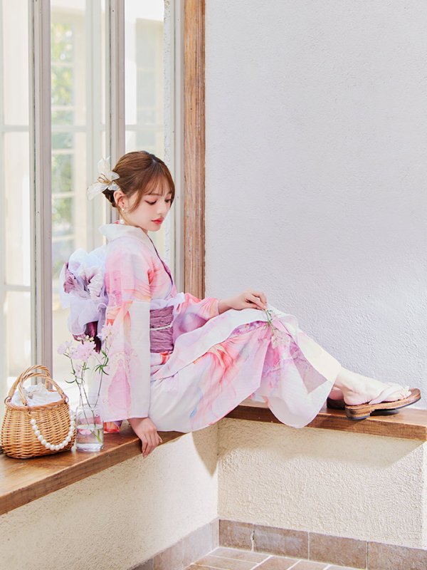 画像11: 【即日発送】ニュアンスピンク金魚浴衣【浴衣３点セット 浴衣/帯/下駄】[YMT] (11)