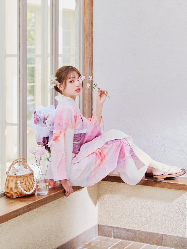 画像13: 【即日発送】ニュアンスピンク金魚浴衣【浴衣３点セット 浴衣/帯/下駄】[YMT] (13)