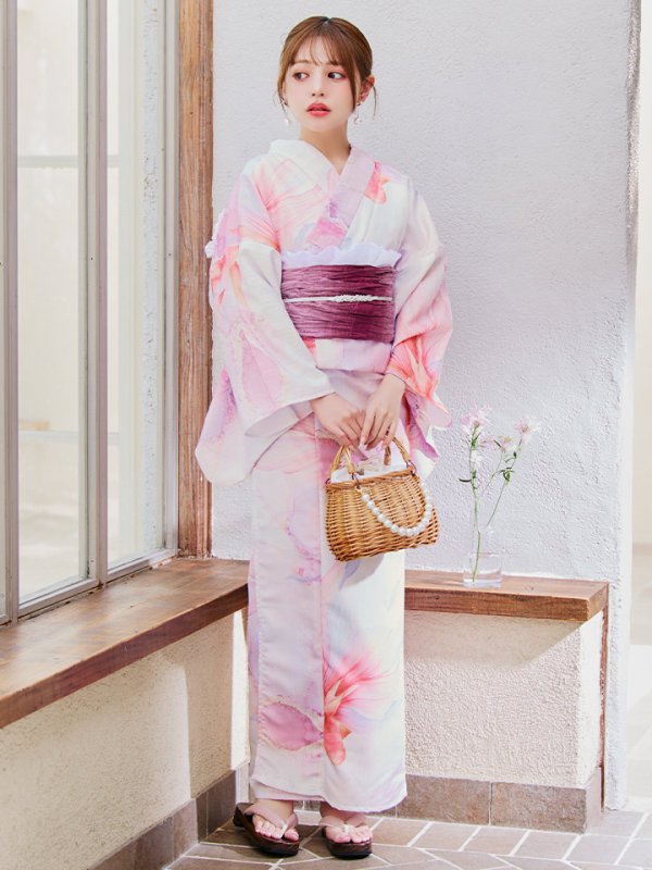 画像6: 【即日発送】ニュアンスピンク金魚浴衣【浴衣３点セット 浴衣/帯/下駄】[YMT] (6)