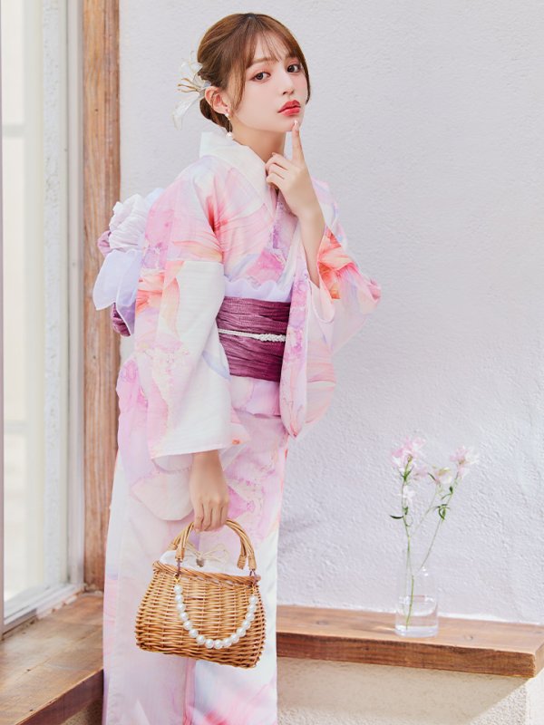 画像9: 【即日発送】ニュアンスピンク金魚浴衣【浴衣３点セット 浴衣/帯/下駄】[YMT] (9)