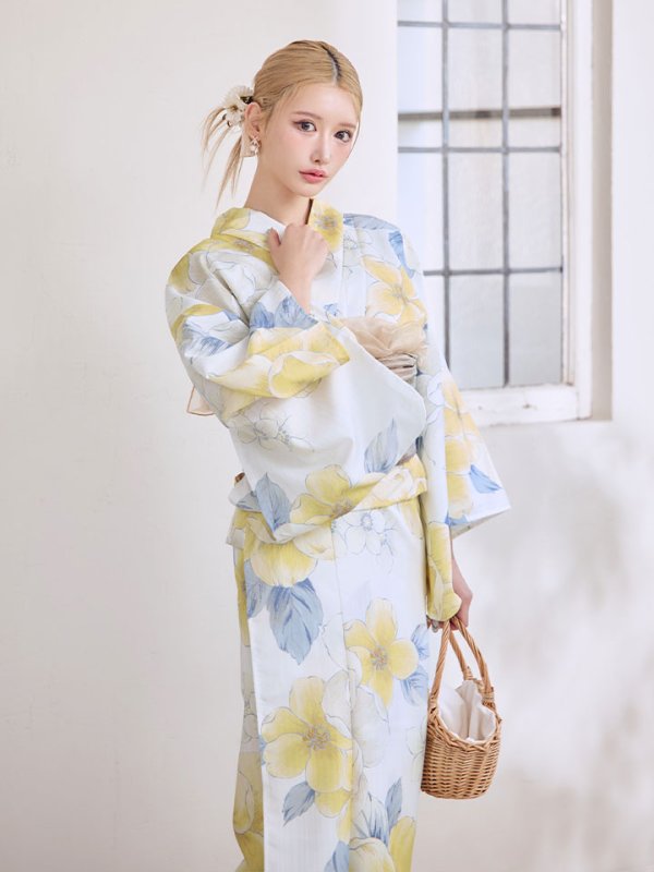 画像10: ヘルシー油彩牡丹浴衣  【浴衣３点セット 浴衣/帯/下駄】[YMT] (10)