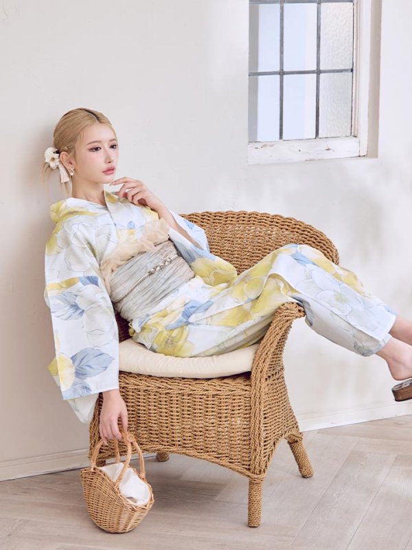 画像12: ヘルシー油彩牡丹浴衣  【浴衣３点セット 浴衣/帯/下駄】[YMT] (12)