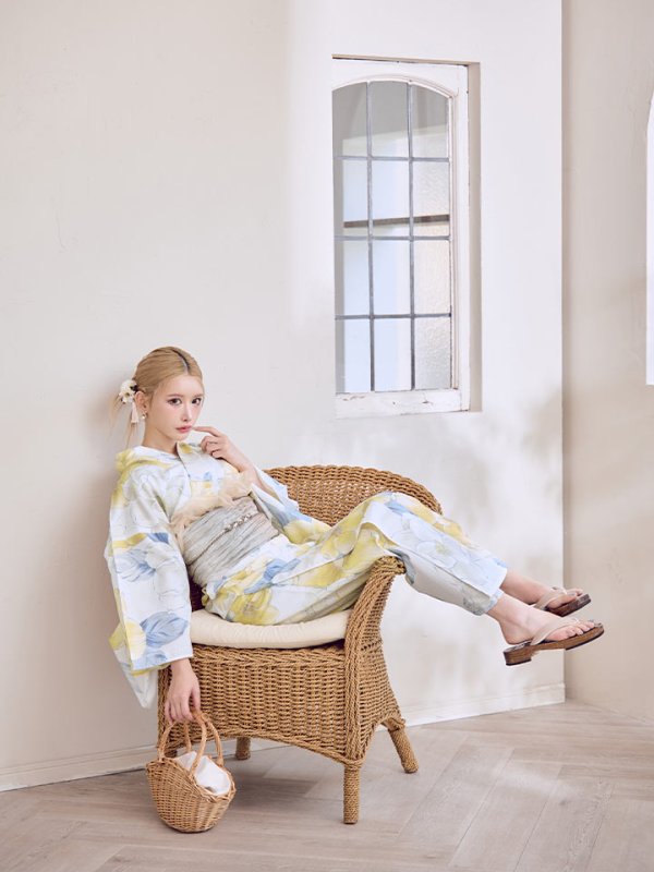 画像13: ヘルシー油彩牡丹浴衣  【浴衣３点セット 浴衣/帯/下駄】[YMT] (13)