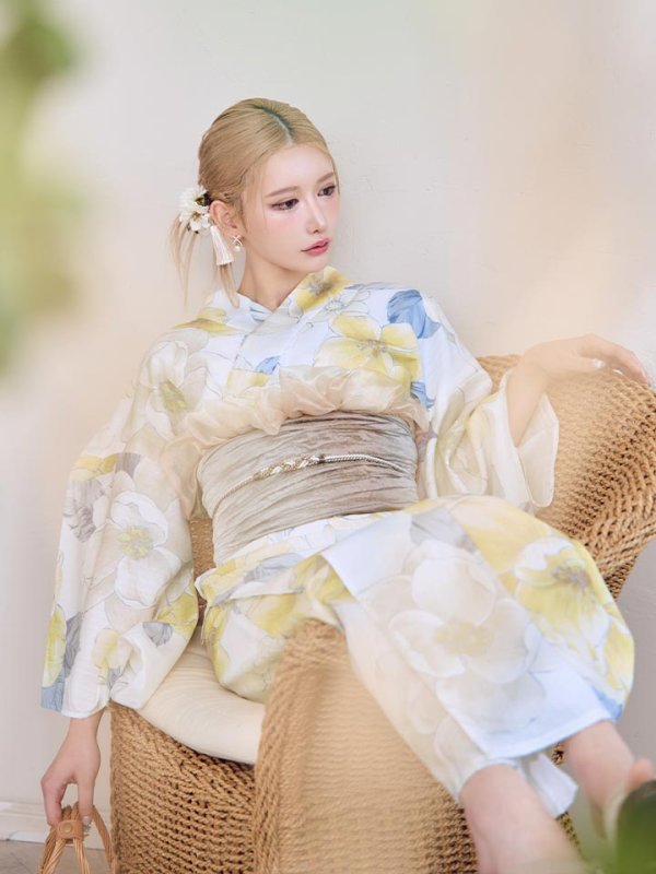 画像16: ヘルシー油彩牡丹浴衣  【浴衣３点セット 浴衣/帯/下駄】[YMT] (16)