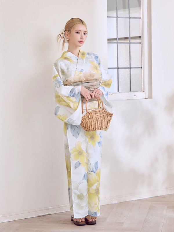 画像17: ヘルシー油彩牡丹浴衣  【浴衣３点セット 浴衣/帯/下駄】[YMT] (17)