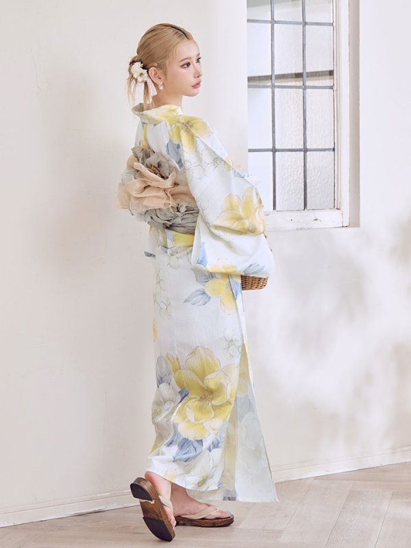 画像18: ヘルシー油彩牡丹浴衣  【浴衣３点セット 浴衣/帯/下駄】[YMT] (18)