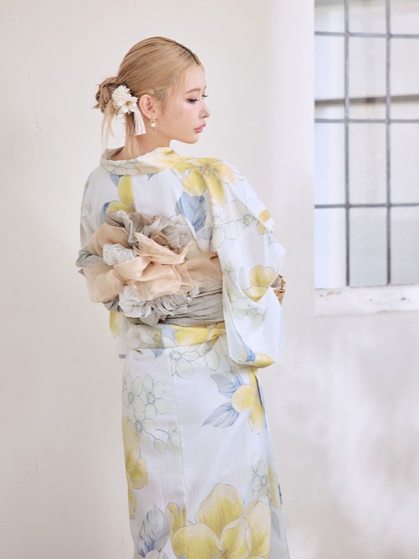 画像19: ヘルシー油彩牡丹浴衣  【浴衣３点セット 浴衣/帯/下駄】[YMT] (19)