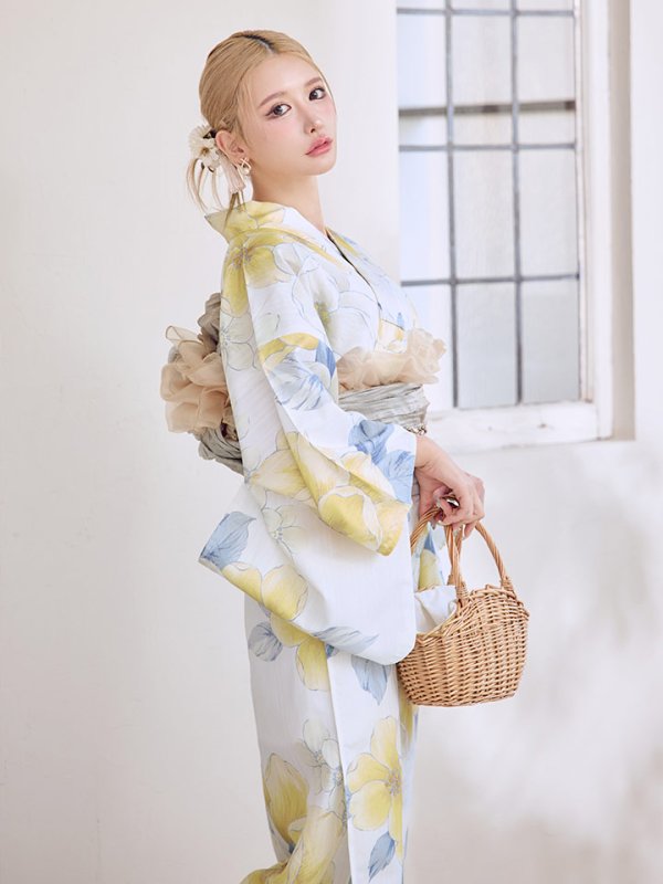 画像2: ヘルシー油彩牡丹浴衣  【浴衣３点セット 浴衣/帯/下駄】[YMT] (2)