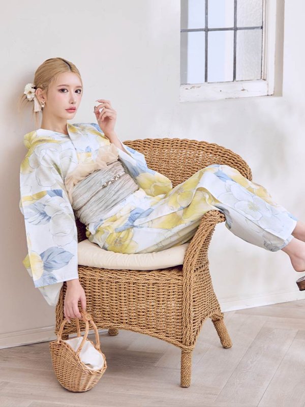 画像3: ヘルシー油彩牡丹浴衣  【浴衣３点セット 浴衣/帯/下駄】[YMT] (3)