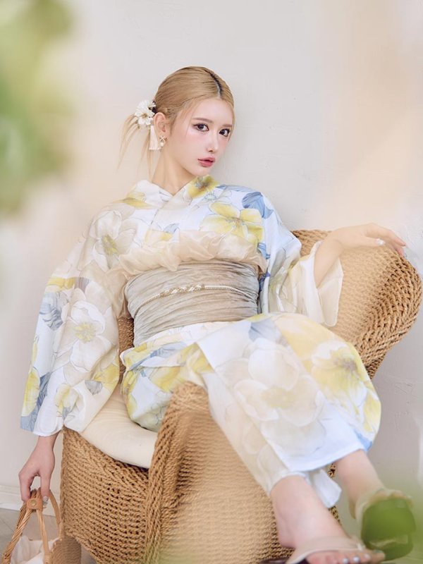 画像5: ヘルシー油彩牡丹浴衣  【浴衣３点セット 浴衣/帯/下駄】[YMT] (5)