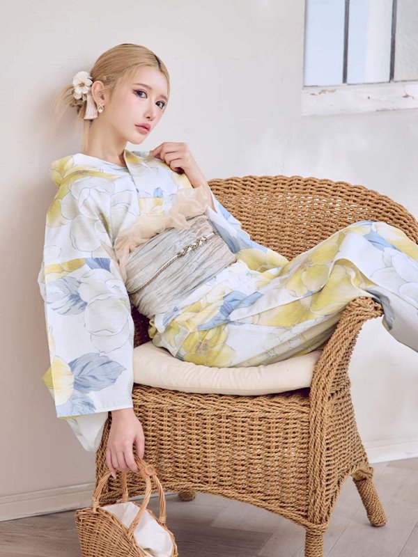 画像6: ヘルシー油彩牡丹浴衣  【浴衣３点セット 浴衣/帯/下駄】[YMT] (6)