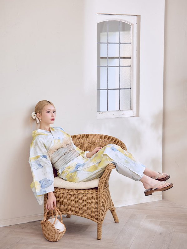 画像7: ヘルシー油彩牡丹浴衣  【浴衣３点セット 浴衣/帯/下駄】[YMT] (7)