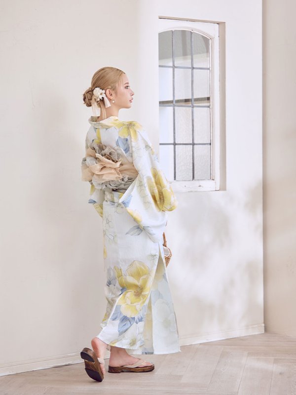 画像9: ヘルシー油彩牡丹浴衣  【浴衣３点セット 浴衣/帯/下駄】[YMT] (9)