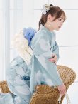 画像11: 【予約 / 5月中旬発送予定】ブルーホワイトフラワー柄浴衣  【浴衣３点セット 浴衣/帯/下駄】OBI-siwa-200-kj-13-OW / HIMO-900-yn-5-IV / HEKO-800-sb-2-BE / YA-953-kn-BL / YA-1070-kn-DusBL / GETA-01-kj-2-BL / [y/OF01] (11)