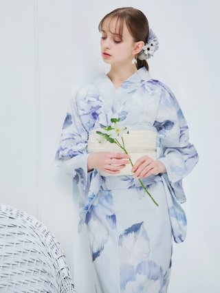 新品未使用 アイシーミントフラワー浴衣 【浴衣３点セット】 即日発送】アイシーミントフラワー浴衣【浴衣3点セット 浴衣/帯