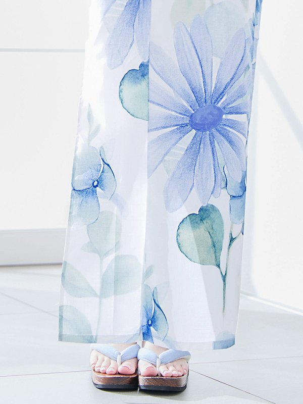 画像19: 【即日発送】水彩ガーベラ柄浴衣  【浴衣３点セット 浴衣/帯/下駄】[YMT] (19)