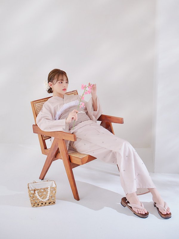 画像9: 【即日発送】アーガイルビジュー浴衣  【浴衣３点セット 浴衣/帯/下駄】[YMT] (9)