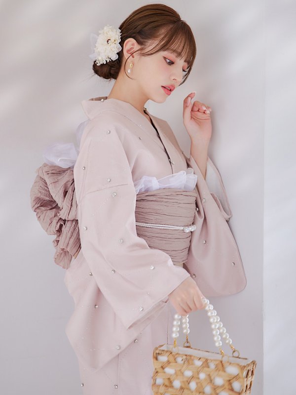 画像10: 【即日発送】アーガイルビジュー浴衣  【浴衣３点セット 浴衣/帯/下駄】[YMT] (10)