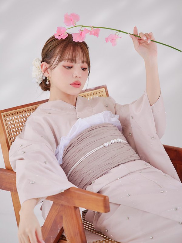 画像11: 【即日発送】アーガイルビジュー浴衣  【浴衣３点セット 浴衣/帯/下駄】[YMT] (11)