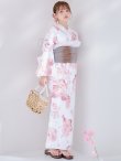 画像13: ニュアンスピンク水彩朝顔浴衣 【浴衣3点セット 浴衣/帯/下駄】 OBI-g-500-kj-7-GYGE / HIMO-900-yn-8-P / HEKO-800-sb-5-W / YA-924-cm-PBE / YA-943-kj-PL / GETA-01-kj-7-P / [YMT] (13)
