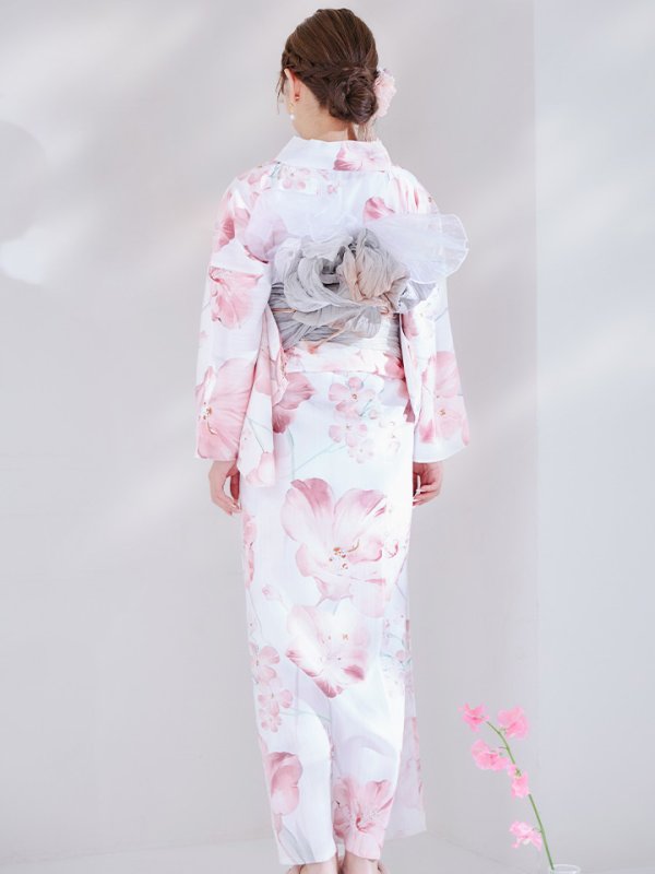 画像14: 【即日発送】ニュアンスピンク水彩朝顔浴衣 【浴衣3点セット 浴衣/帯/下駄】[YMT] (14)